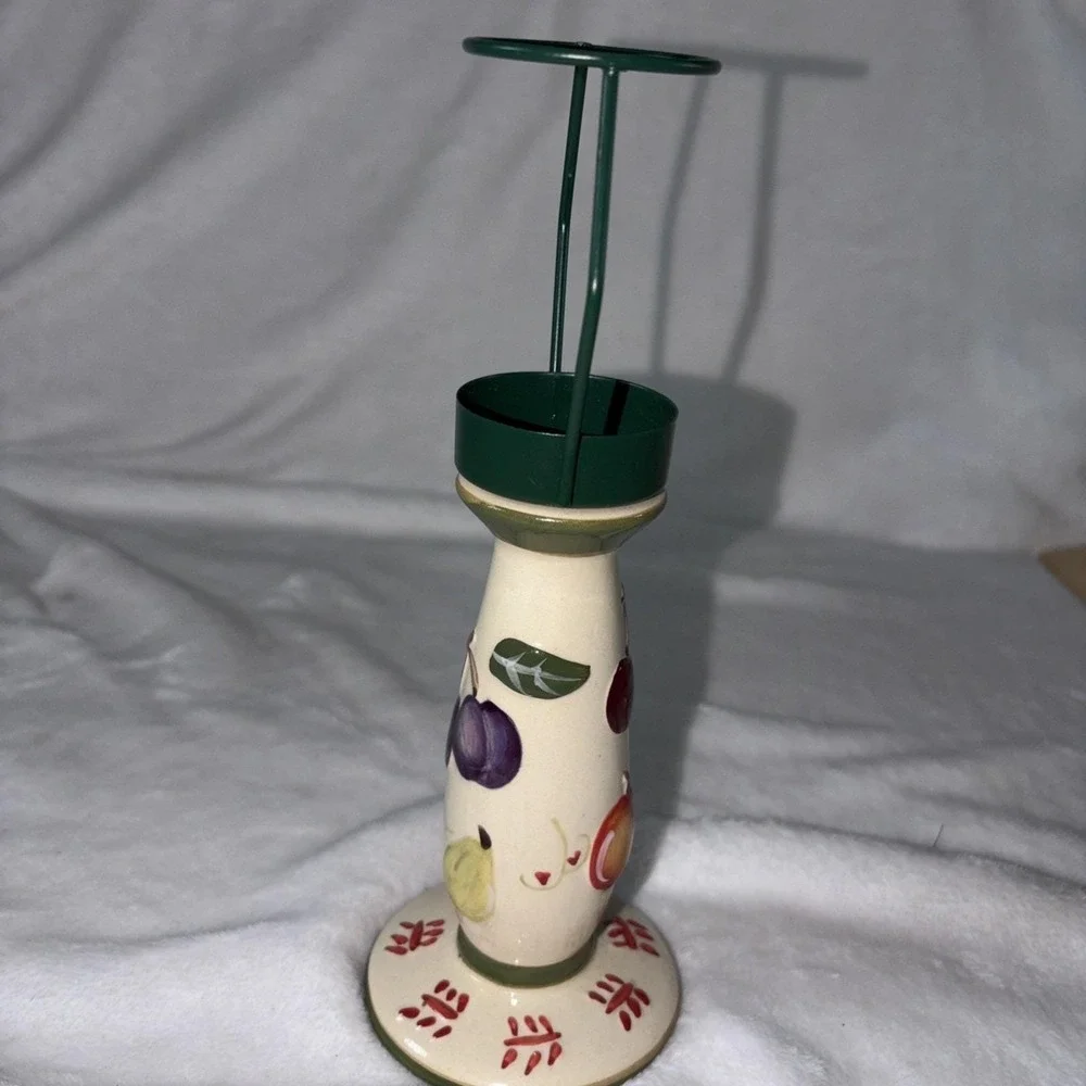 Vintage Noble Excellence Napa Valley Fruit Motif Candle Holder Base Only 80s EUC